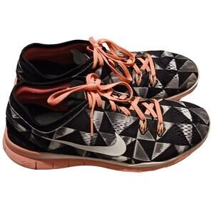 Nike Womens Free 5.0 Trainer Fit Black White Pink Running Shoes Size 10 EUC